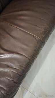 Hnedá kožená sedacia súprava - 3