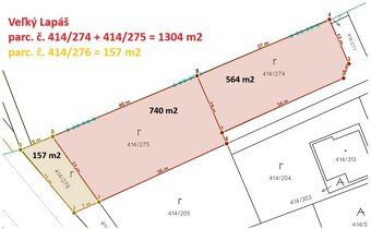Veľký Lapáš - pozemok 1304 m2 (+157 m2) lokalita novostavieb - 3