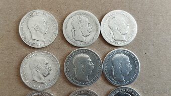 9ks starých korun - Stříbrné korony konvolut, sbierka, inves - 3