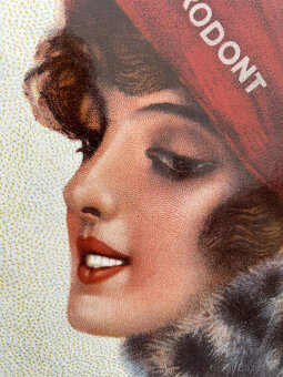 Smaltovaná ceduľa s chlorodontovou ženou, originál okolo rok - 3