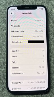 iPhone 12 64GB – čierny, top stav, 93% batéria - 3