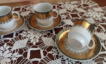 Retro porcelánová kávová súprava (H&C Chodov) - zeleno-zlatá - 3