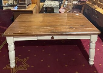 Konferenčný stolík, masív, v 46, d 110, s 75 cm, Vintage kre - 3