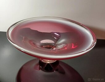 Nádherná veľká misa z hutného skla na nožičke - 3