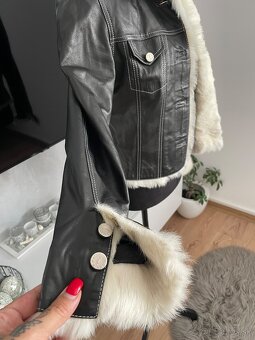 Kožená dámska bunda KRIZA JEANS s pravou kožušinou-40 - 3