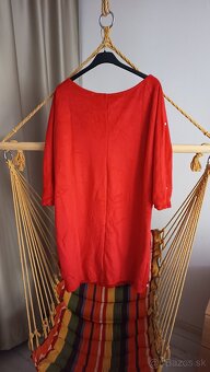 Dámske šaty nové červené s perlami veľkosť L - 3