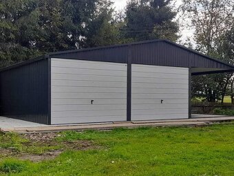 Montovaná plechová garáž 6×6 m + prístrešok 3×6 m s výklopný - 3