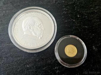 IN MEMORIAM Pápež František 1oz Ag a 0,5g Au mince - 3