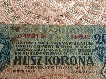 Bankovka R-U 1913 Husz korona . bez kolku - 3
