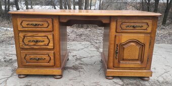 Rustikálny masivný písací stôl - 3