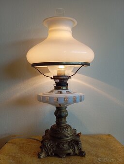 Luxusná starožitná bronzová petrolejová lampa 44cm - 3
