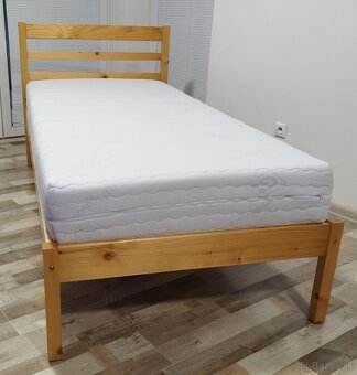 drevena postel s lam. rostom a matracom 90x200x56 cm - 3
