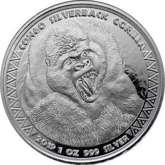 Stříbrná investiční mince Kongo Gorila 1 Oz 2015 až 2023 - 3