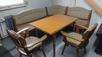 Masivná rustikálna lavica+rozkl.stôl+2×stolička - 3