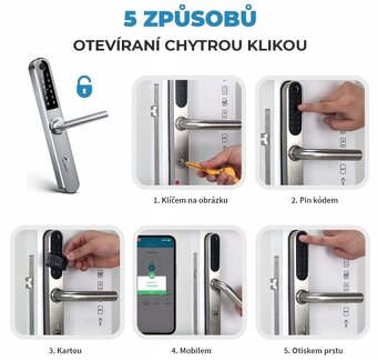 BOT Chytrá kľučka TTLock H1 strieborná 90 mm - 3