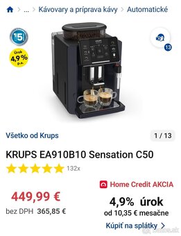 Kávovar KRUPS EA910B10 Sensation C50 - 3