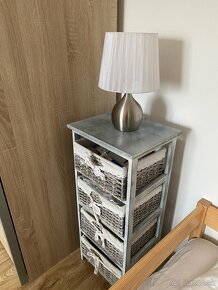 Vintage regál so šuflíkmi sivý dotyková lampa - 3