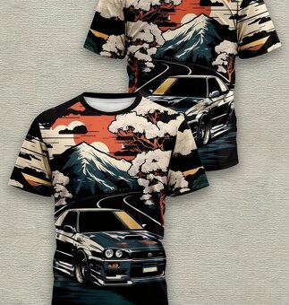 PÁNSKE TRIČKO XXL S 3D POTLAČOU MOUNTAIN CAR - 3