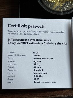 Strieborna uncová minca pokovená RUTHENIOM - 3