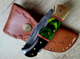nový kapesní Damaškový nôž handmade + pouzdro A+ - 3