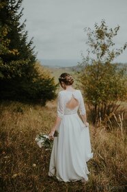 Svadobné šaty s holým chrbátom + závoj + bolerko - 3