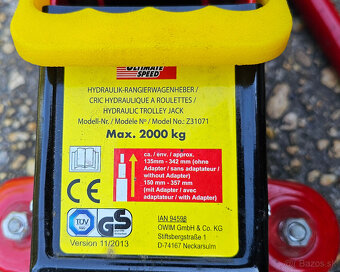 Hydraulický zdvihák, Ultimate Speed (Lidl), 2000 kg - 3