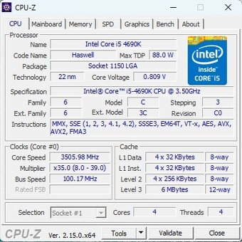 Intel Core i5-4690K, 3.50 GHz, 6MB Cache, socket 1150 - 3