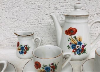 Porcelanova sada vintage stara salky a cajnik pre babiky - 3