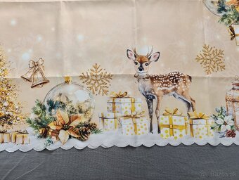 Veľký vianočný obrus so zvieratkami a Snehuliakom - 3