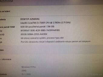 Kancelársky mini PC HP ProDesk i5-7500T / 8GB / SSD + HDD - 3