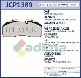 Brzdové doštičky JURATEK JCP1277 a JCP1389 - 3