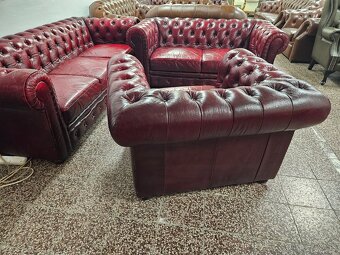 CHESTERFIELD ŠTÝL,BORDOVO-ČERVENÁ KOŽENÁ,NEROZŤAHOVACIA - 3