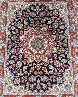 ⭐Perzský hodvábny koberec Isfahan – podpísaný 79x45⭐ - 3