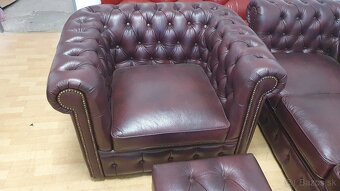 CHESTERFIELD ŠTÝL,KOŽENÁ SEDAČKA,3+1+UŠÁK+TABURET - 3