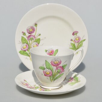 Starožitný anglický porcelánový trojset - sedmokráska - 3