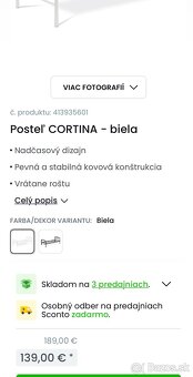 Kovová postel Cortina bez matracu - 3