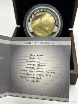 5 oz. Ag 999 Strieborná zberateľská minca – Karlov Most - 3