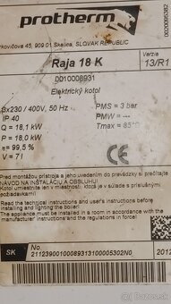 Elektrický kotol Protherm Raja 18K - 3