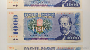 Bankovky 1000 Kčs UNC, aj posledné číslo C42 varianty a) - 3