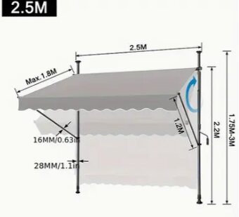 Markíza na balkón 250cm - 3