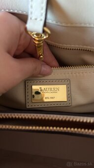 Kožená kabelka Lauren Ralph Lauren Marcy - svetlo bežová - 3