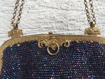 Starozitna antik vyse 100 rocna kabelka posita koralikmi - 3