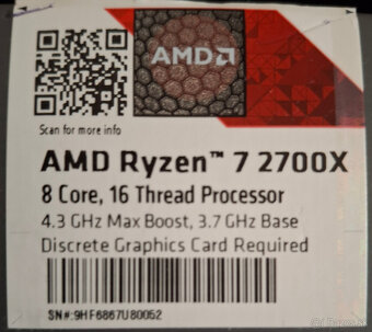 Predám AMD Ryzen 7 2700X + Wraith Prism Cooler - 3