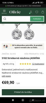 Strieborné náušnice s kameňom JASMÍNA - 3