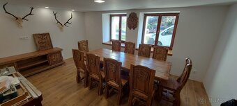 Drevený stôl Poľovnicke motivy 90×200cm+10stoliček - 3