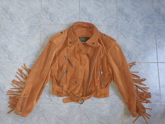 Kožená bunda so strapcami - 3