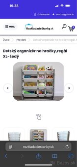 Detský organizér na hračky, regál XL šedý - 3