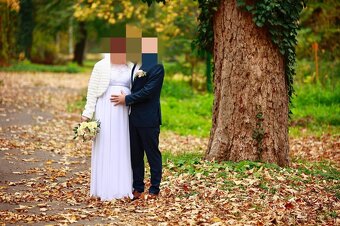 Svadobné šaty - vhodné aj ako tehotenské + kabátik - 3