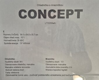 Úplne nová chladnička s mrazničkou Concept LT2255wh - 3