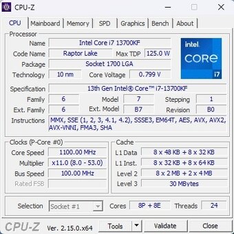 Intel Core i7-13700KF, 3.40 GHz, 30 MB Cache, socket 1700 - 3